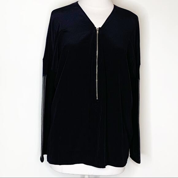 NWT The Kooples silk front leather patch sweater - Picture 1 of 6